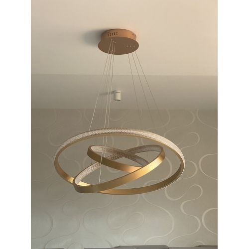 Złota wisząca lampa LED ring 80cm 112Watt L130